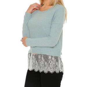 SAGE LONG SLEEVE O-NECK LACE TOP